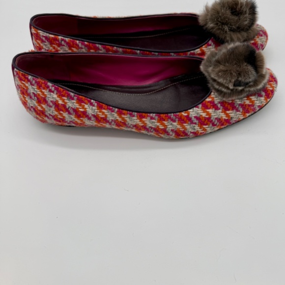 Coach Made in Italy Tweed Fur Pom Flats A2053 Vintage Size 10 - Picture 8 of 10